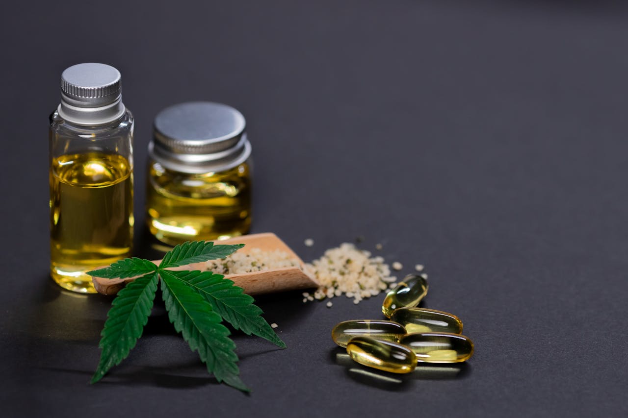seed oils on a black table 