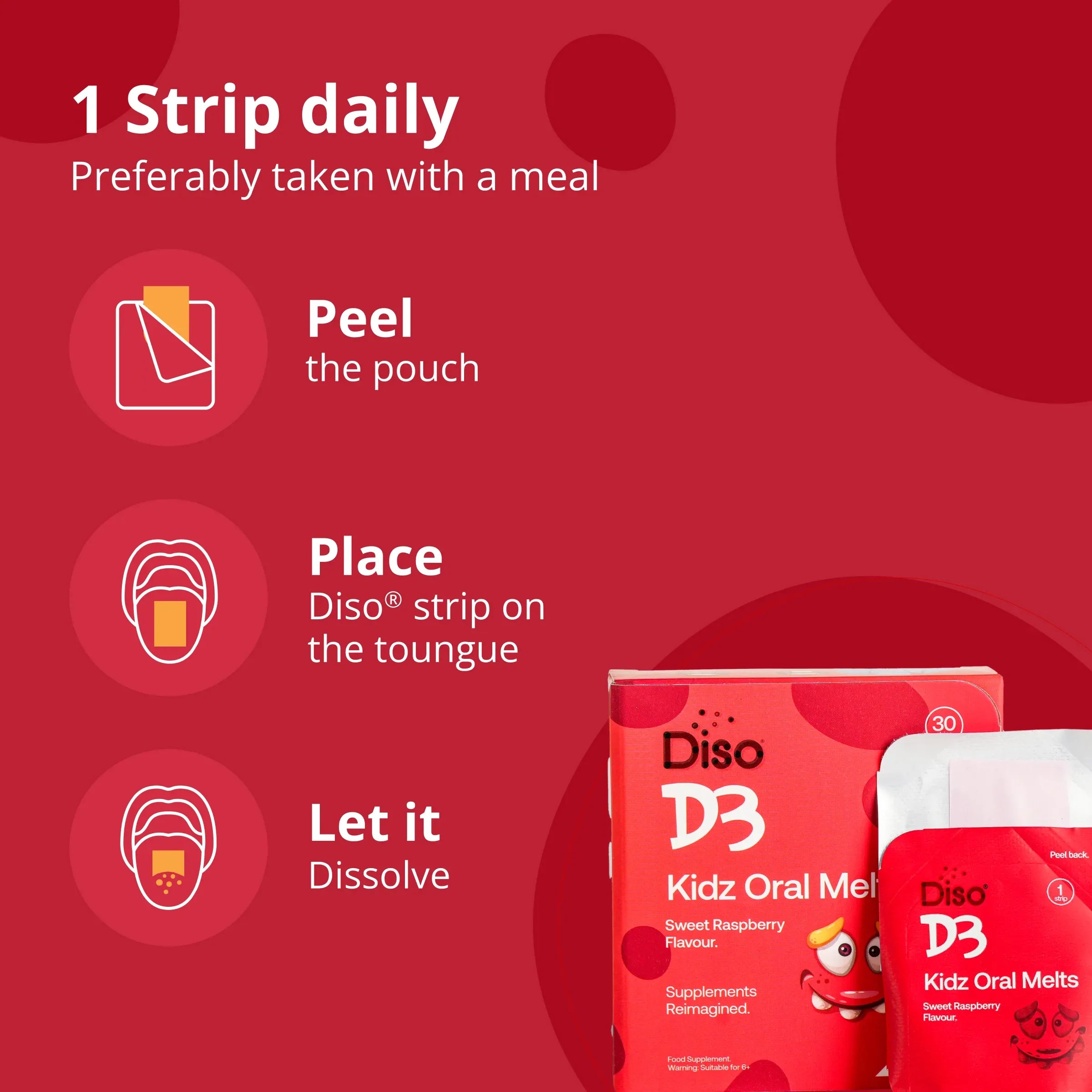 Diso® Kidz D3 Supplement | Strong Bones | Raspberry