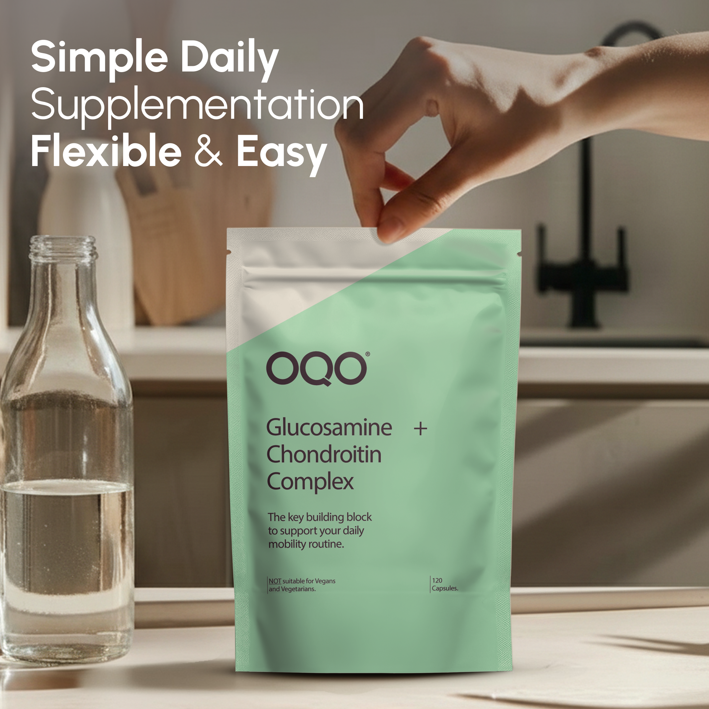 OQO Glucosamine & Chondroitin Complex - 120 Capsules with Vitamin C, Turmeric & Ginger