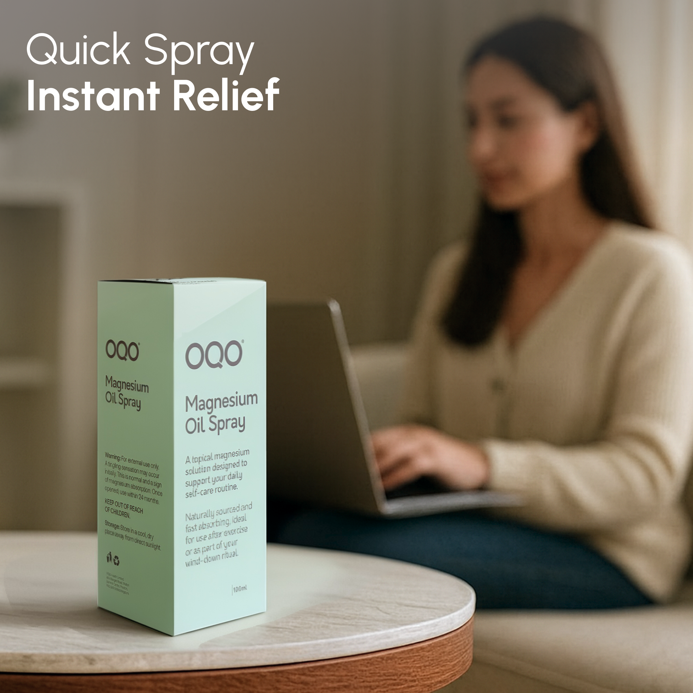 OQO Magnesium Oil Spray 100ml – Fast Absorbing Magnesium Chloride Body Spray