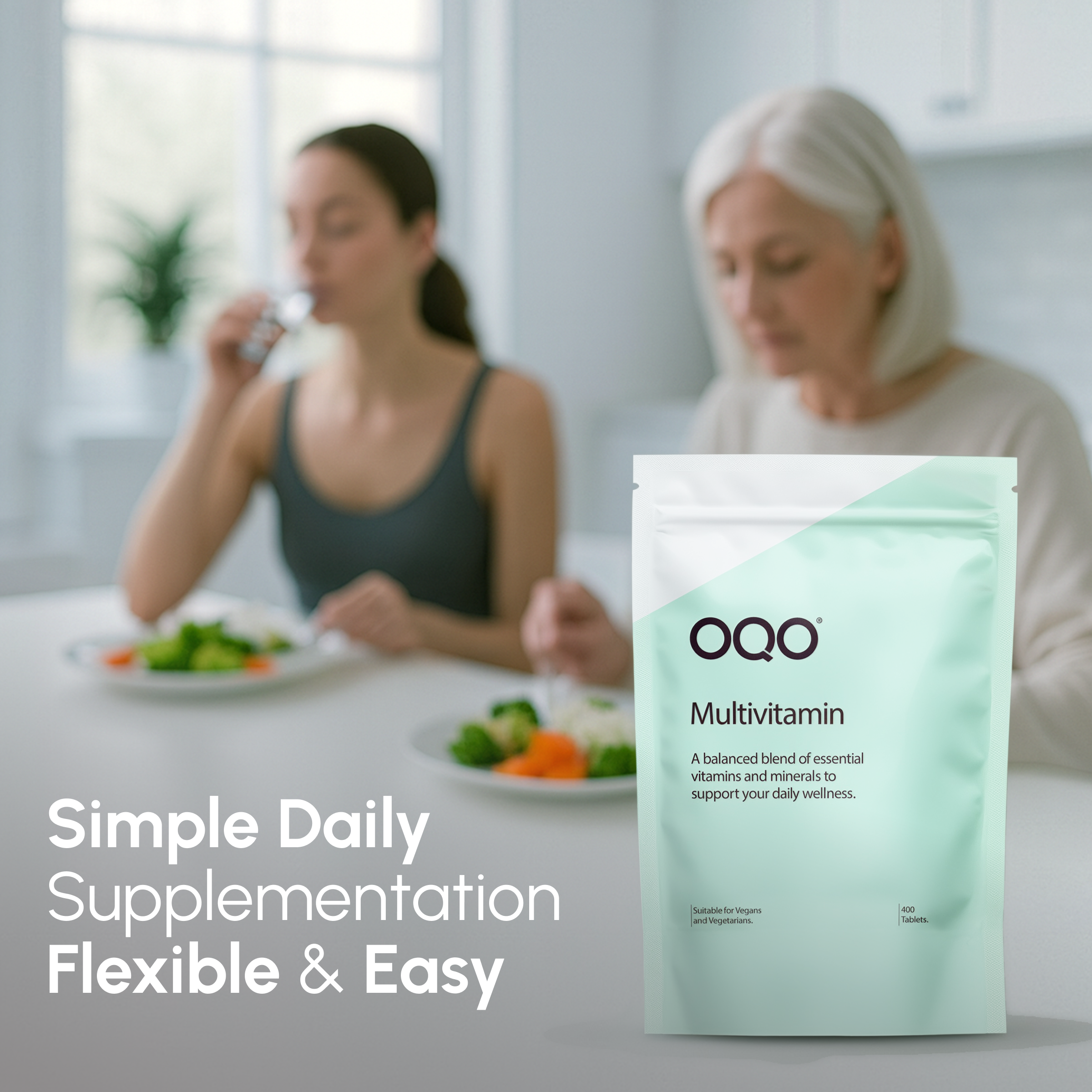 OQO Multivitamin - 400 Vegan Tablets, 18 Vitamins & Minerals