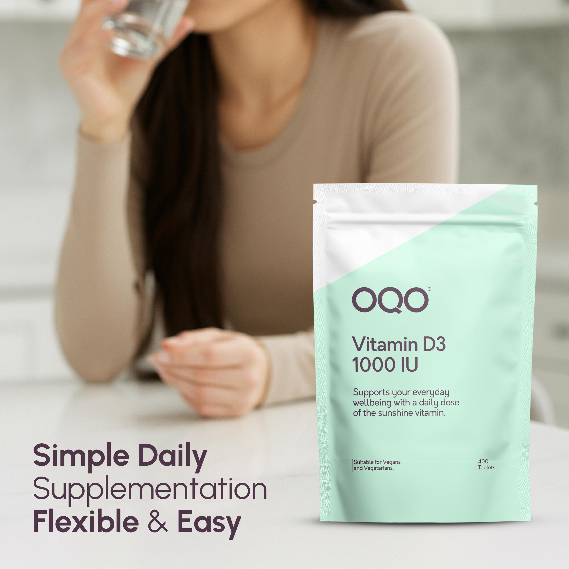OQO Vitamin D3 1000 IU - 400 Vegan Tablets