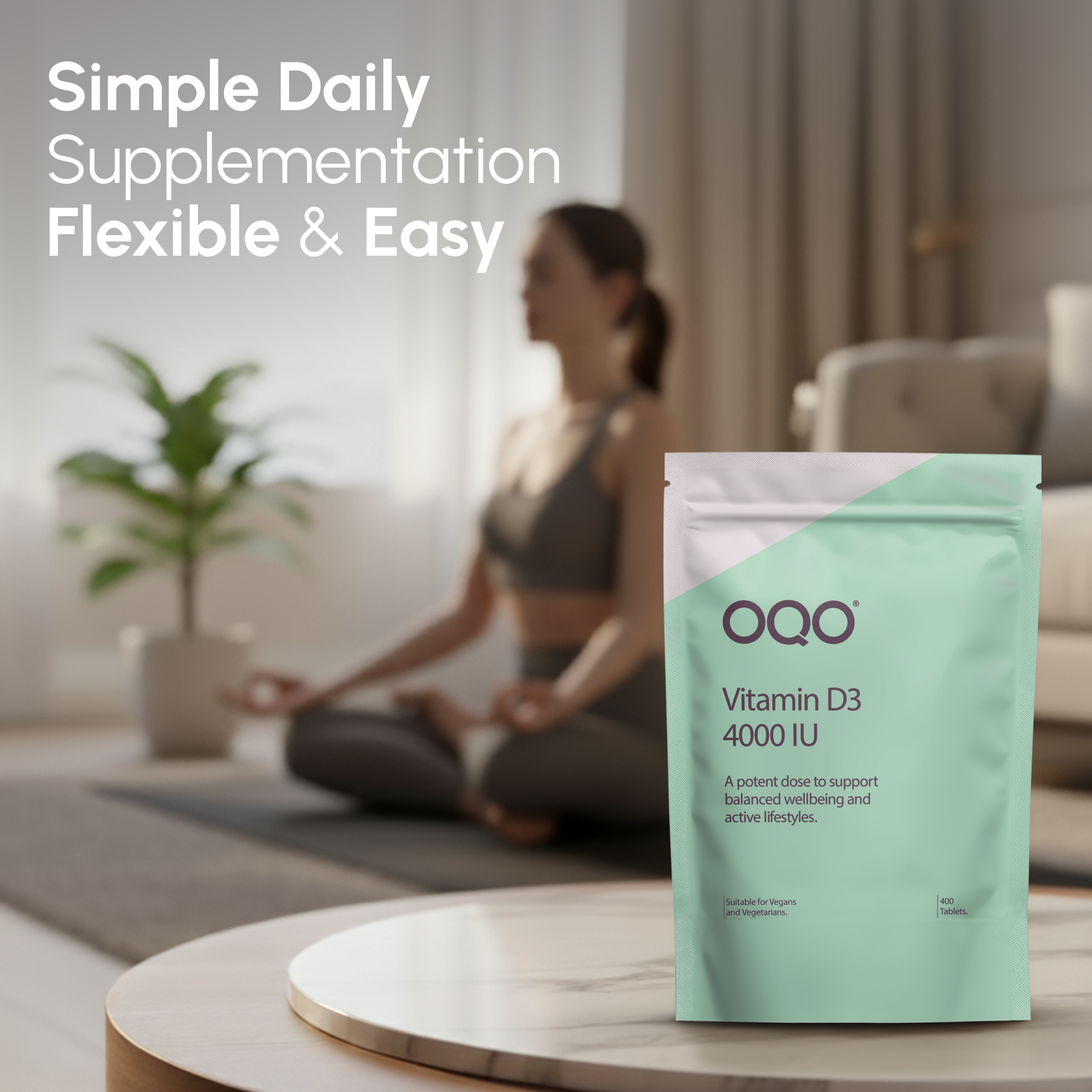 OQO Vitamin D3 4000 IU High Strength - 400 Vegan Tablets