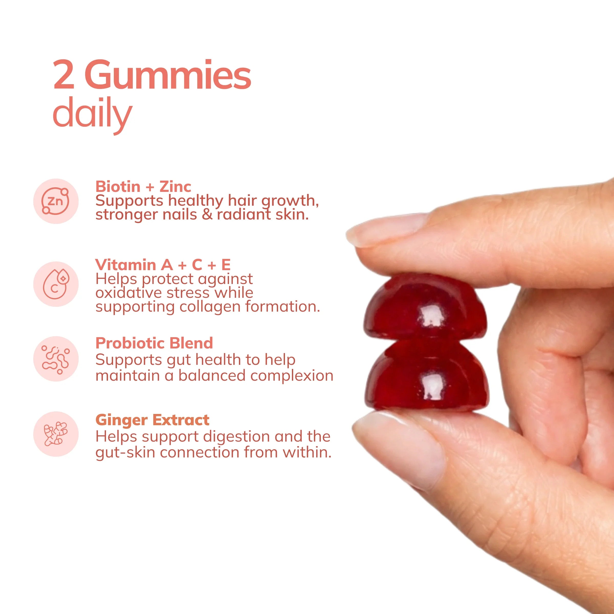 OQO® Hair, Skin & Nails Gummies | Beauty & Radiance | Cranberry