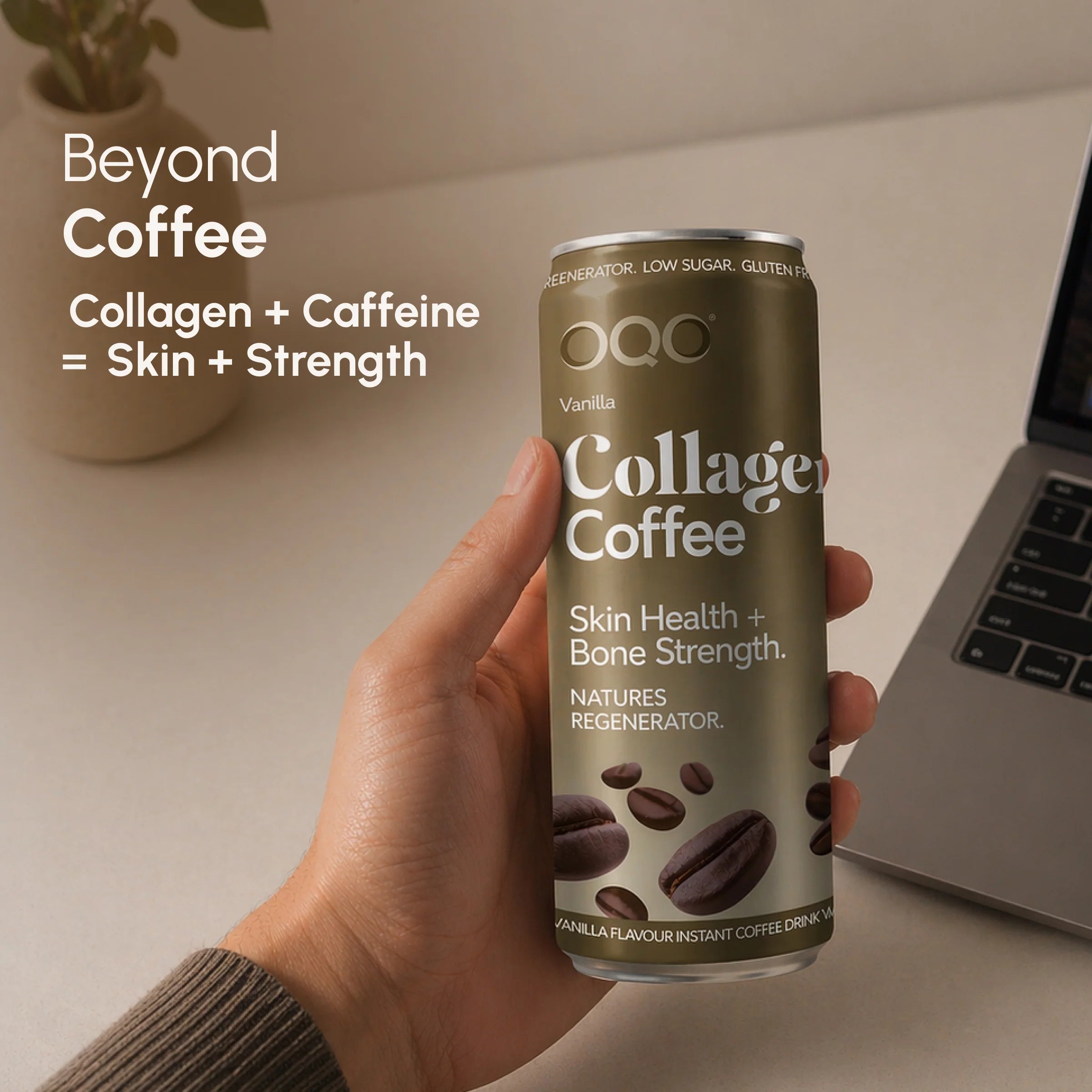 OQO® Collagen Coffee Drink | Energy Boost & Glowing Skin | Vanilla