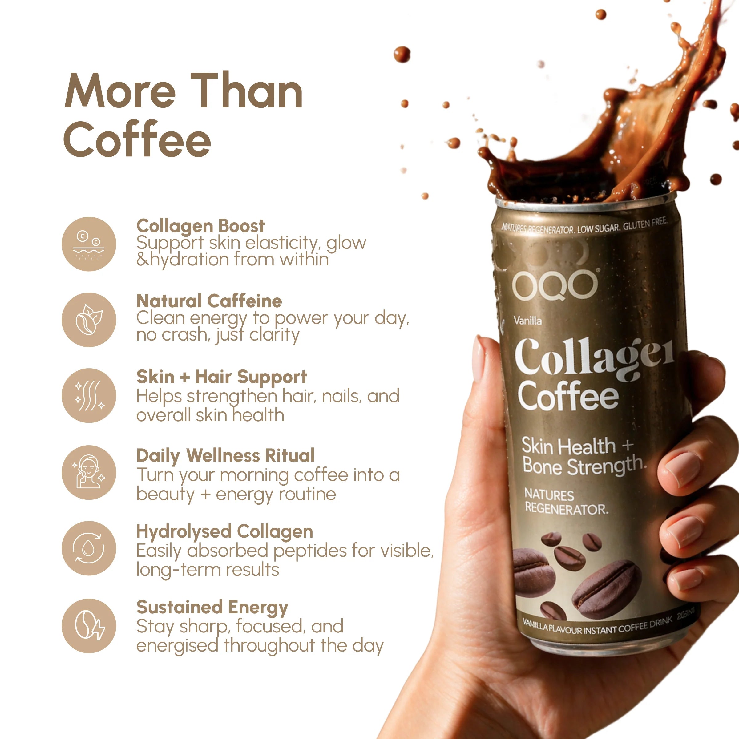 OQO® Collagen Coffee Drink | Energy Boost & Glowing Skin | Vanilla