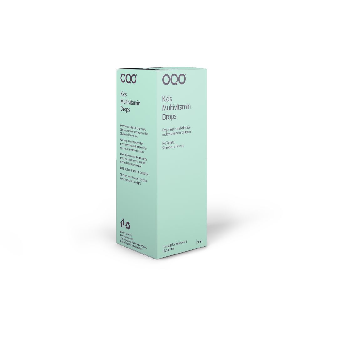 OQO® Kids Multivitamin Drops 50ml | Strawberry Liquid | Vitamin D3, Iron, Zinc & 14 Nutrients | Sugar Free