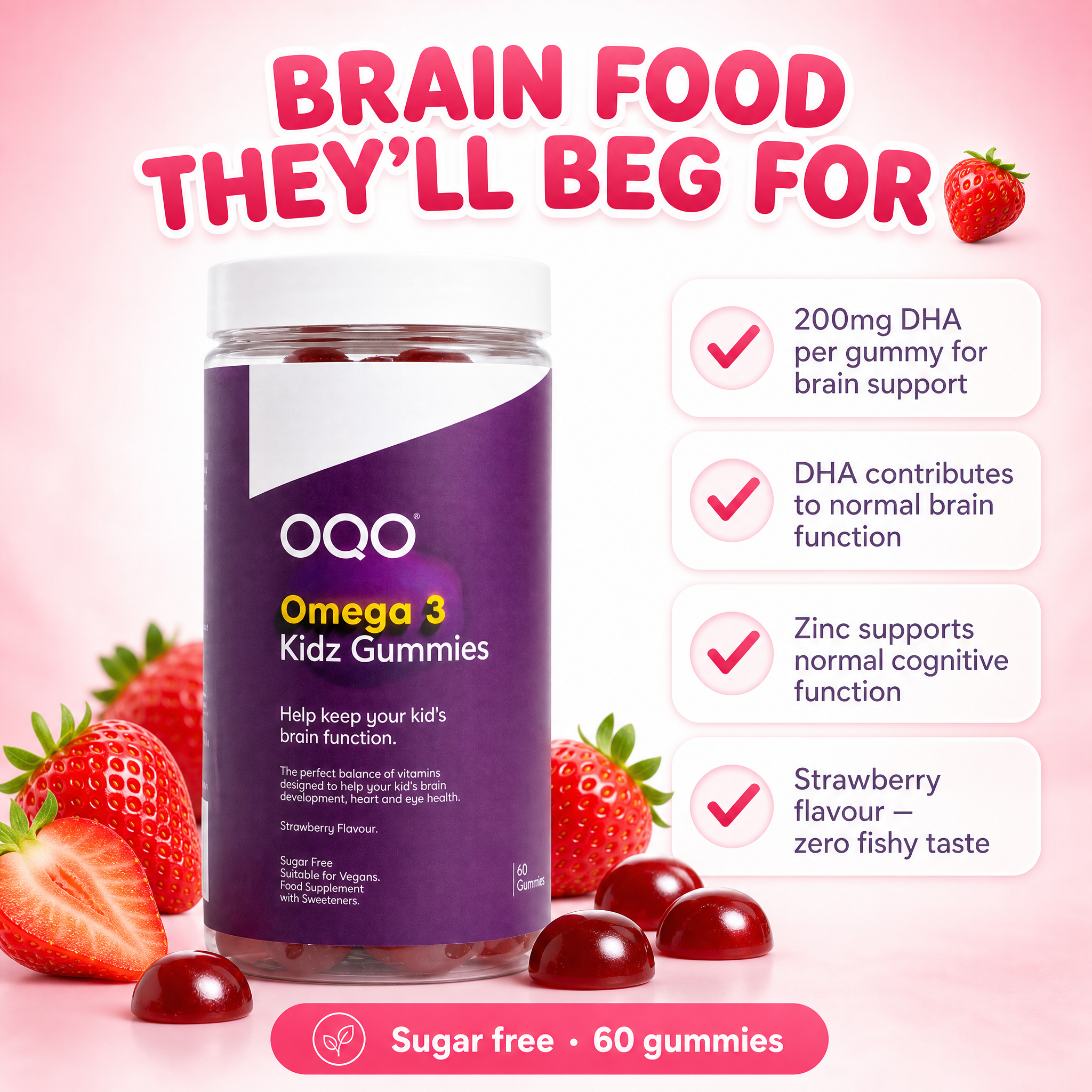 OQO Kids Gummies Bundle – Immunity, Multivitamin, Omega 3 & Vitamin D3 | Sugar Free, 4 x 60 Gummies