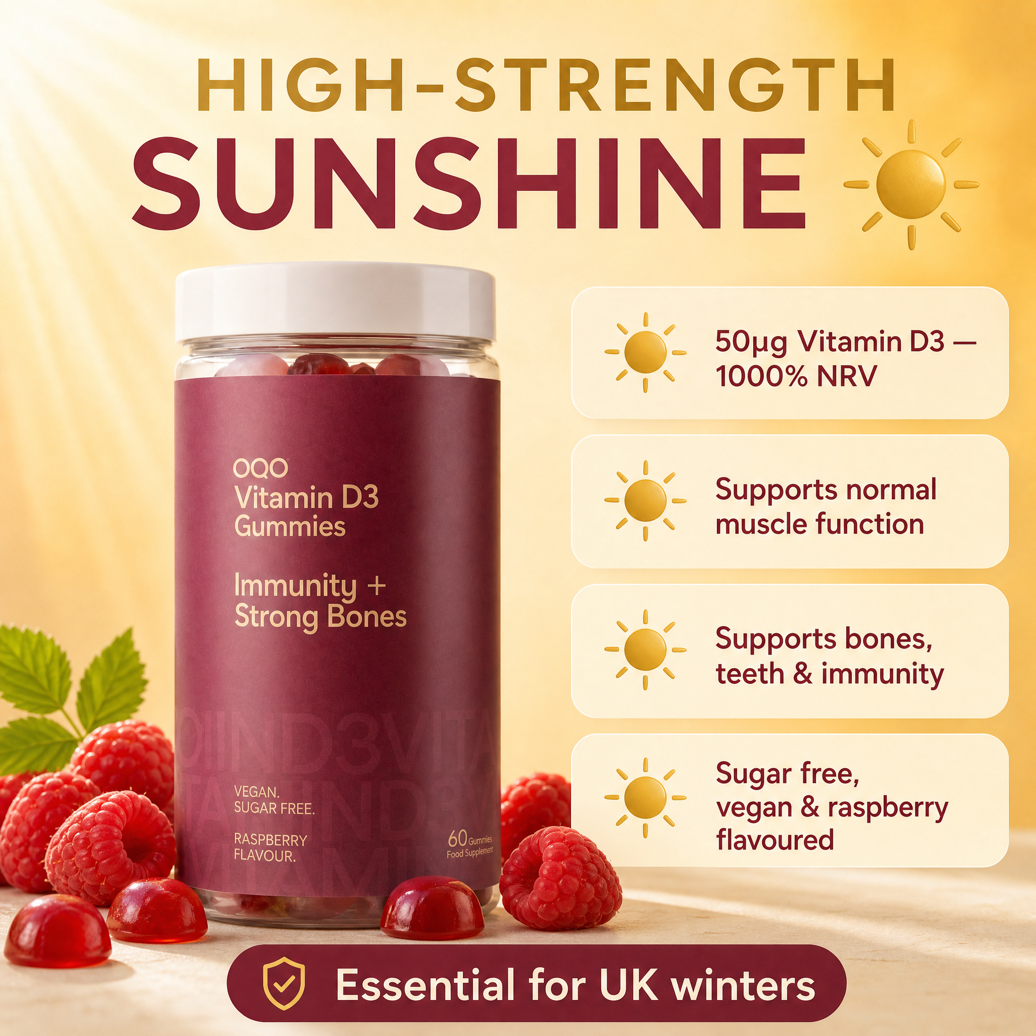OQO Daily Wellness Gummies Bundle – Sleep, Multivitamin, Energy & Vitamin D3 | Sugar Free & Vegan, 4 x 60 Gummies