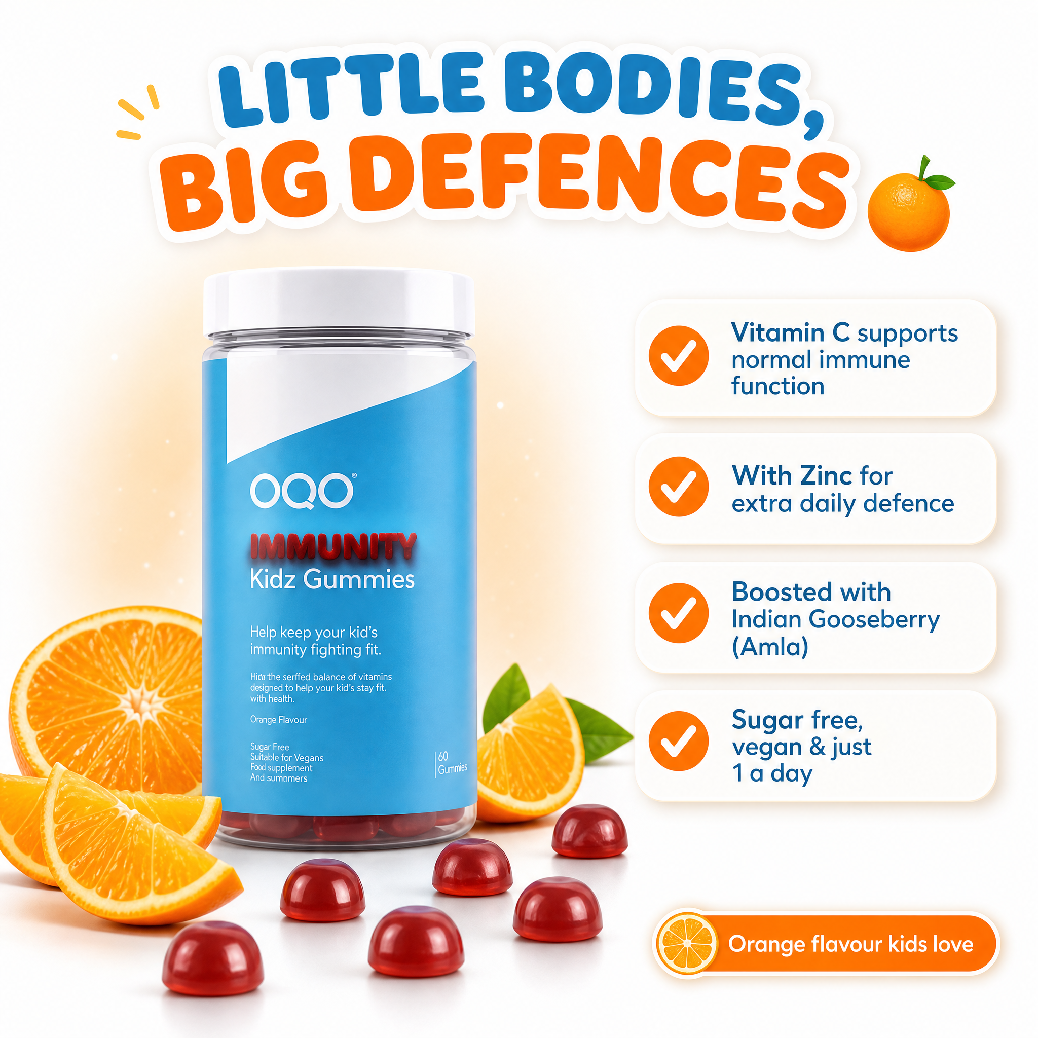 OQO Kids Gummies Bundle – Immunity, Multivitamin, Omega 3 & Vitamin D3 | Sugar Free, 4 x 60 Gummies