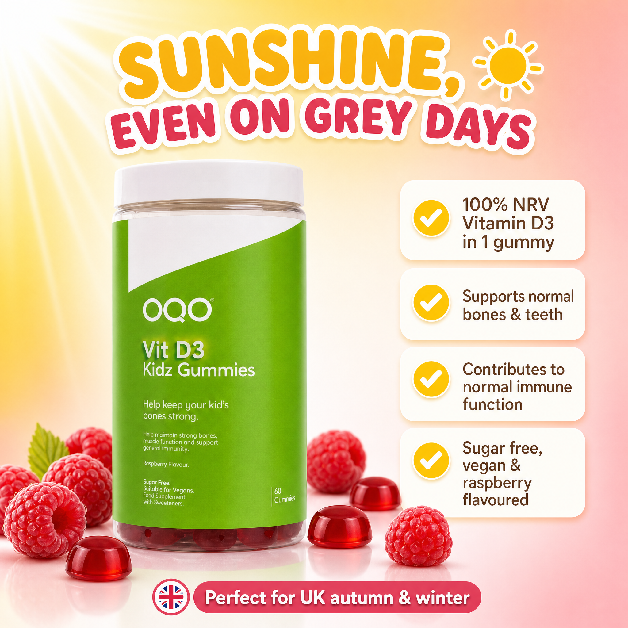 OQO Kids Gummies Bundle – Immunity, Multivitamin, Omega 3 & Vitamin D3 | Sugar Free, 4 x 60 Gummies