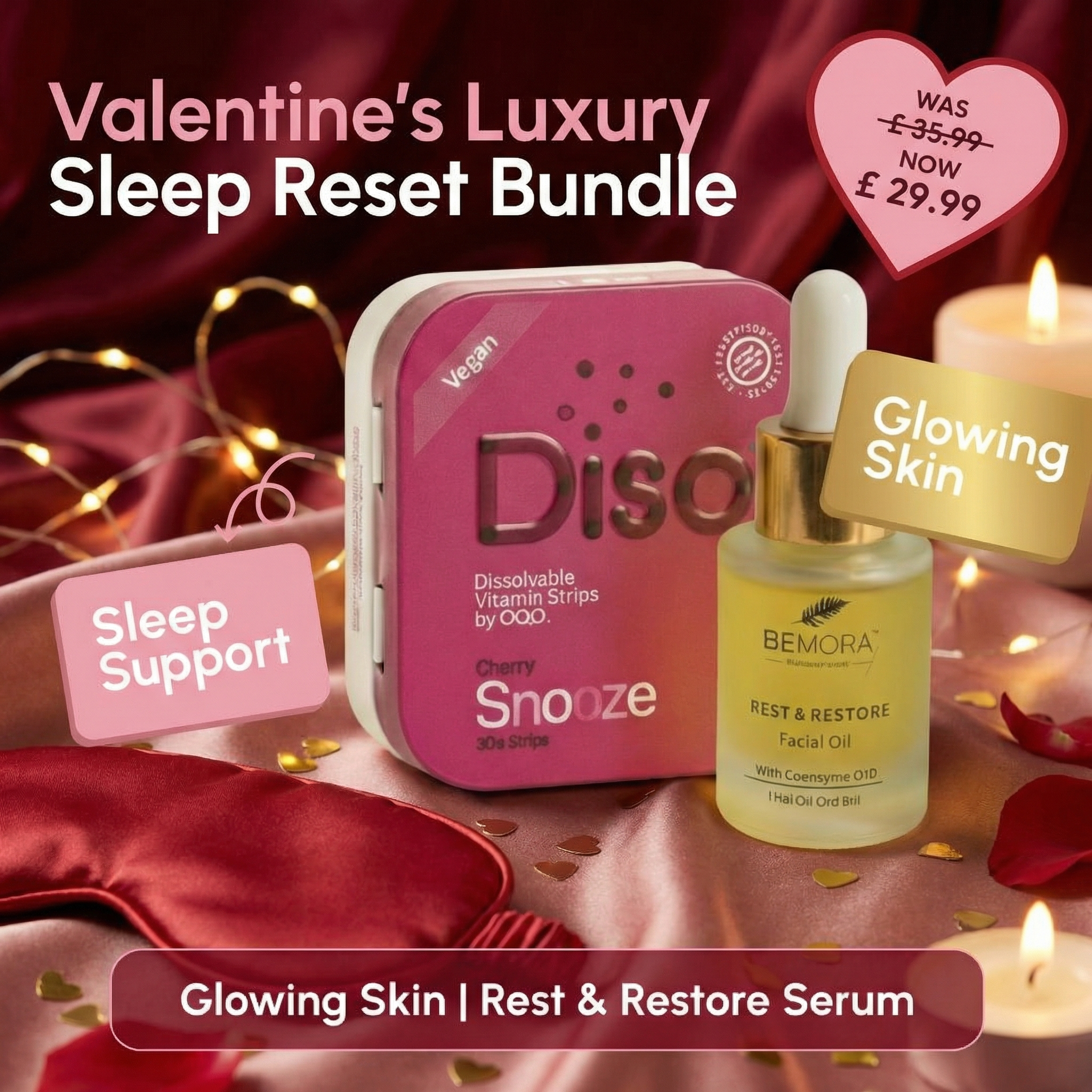 Diso® Sleep Reset Bundle | Glowing Skin | Sleep Support | Rest & Restore Serum