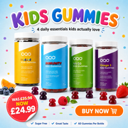OQO Kids Gummies Bundle – Immunity, Multivitamin, Omega 3 & Vitamin D3 | Sugar Free, 4 x 60 Gummies