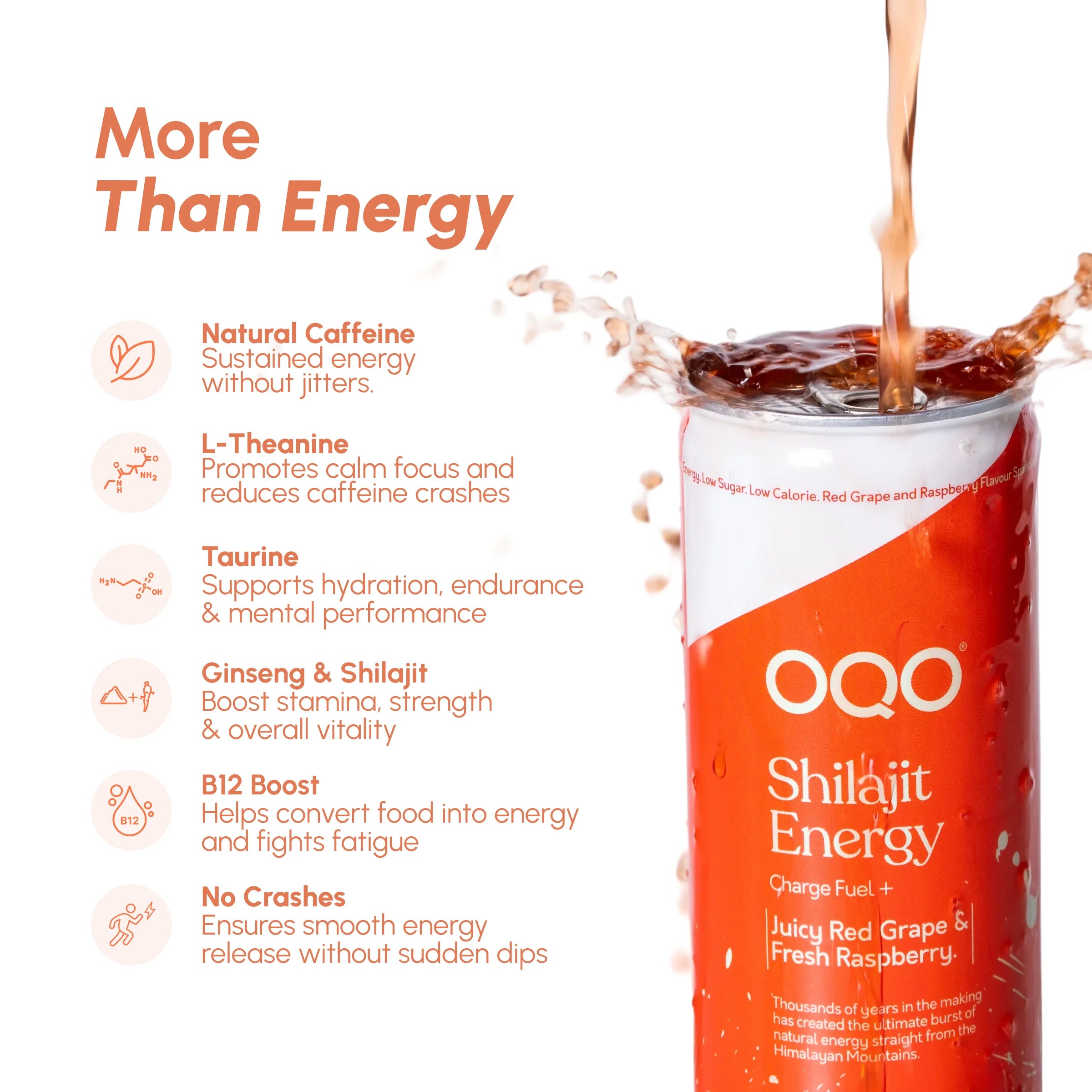 OQO® Shilajit Drink | Energy Boost & Daily Vitality | Red Grape & Raspberry