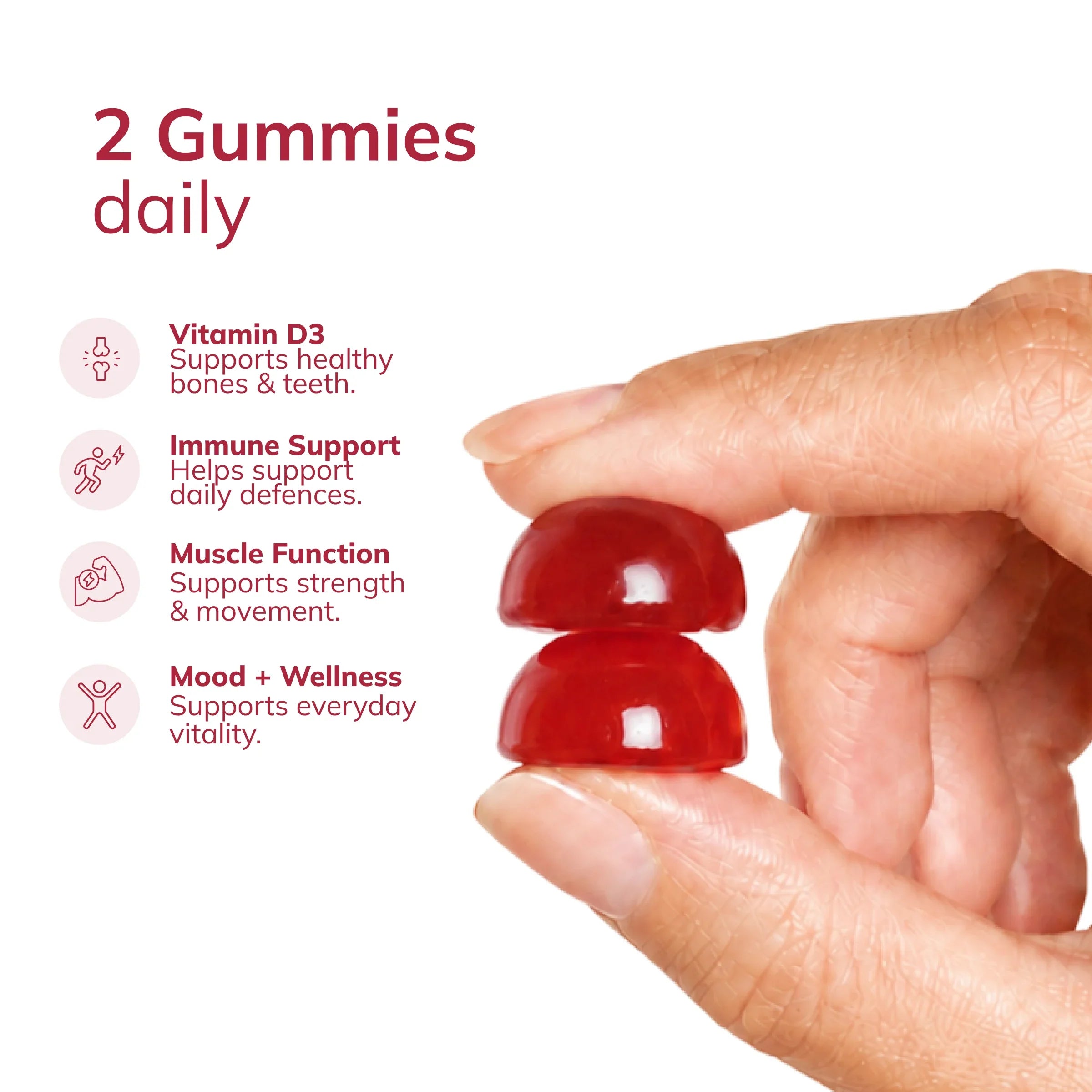 OQO® Vitamin D3 Gummies | Immunity & Strong Bones | Raspberry
